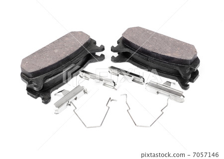 four brake pads and spring, isolatet on white 7057146