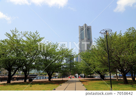 新鮮的綠色和地標塔 7058642