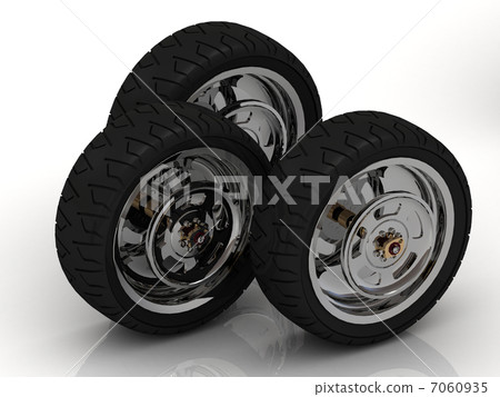 3 Black wheels of a bike 3 Black wheels of a bike 7060935