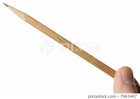 White background with wooden pencil with fingers 7063467