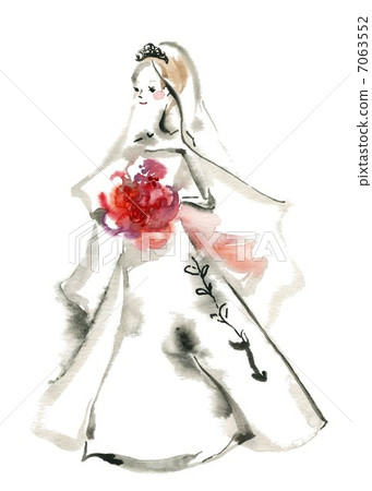 A bride with a red bouquet A bride with a red bouquet 7063552
