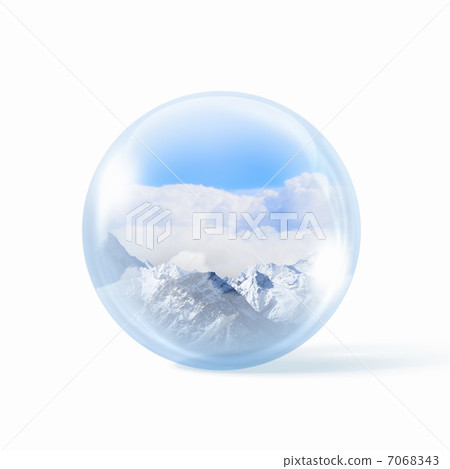 Snow mountains inside a glass ball 7068343