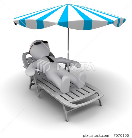 #D man on holidays under sun umbrella #D man on holidays under sun umbrella 7070100