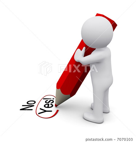 3D man writing yes 3D man writing yes 7070103