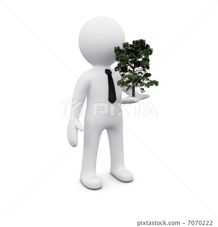 3D man with green tree 7070222