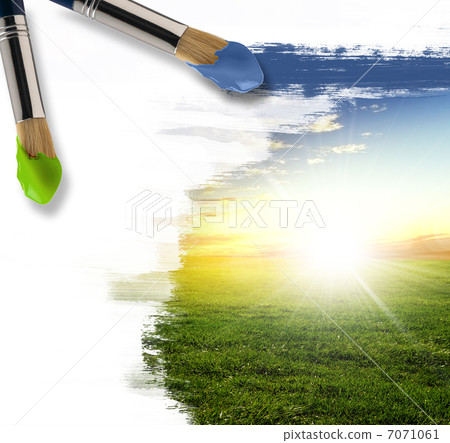 paintbrushes and landscape paintbrushes and landscape 7071061