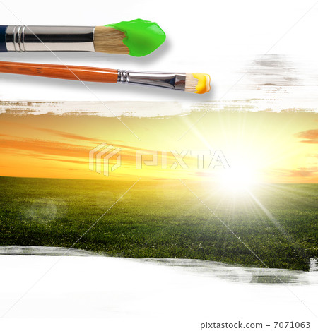 paintbrushes and landscape paintbrushes and landscape 7071063