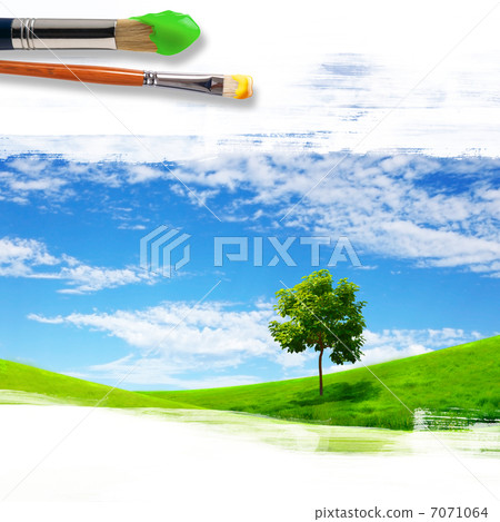 paintbrushes and landscape paintbrushes and landscape 7071064