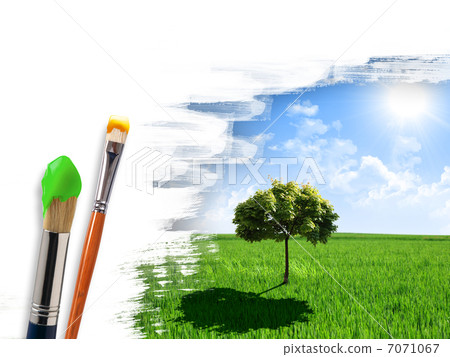 Coloring landscape with blue sky Coloring landscape with blue sky 7071067
