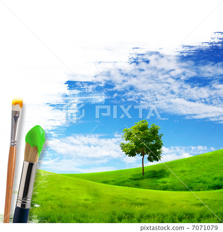 paintbrushes and landscape paintbrushes and landscape 7071079