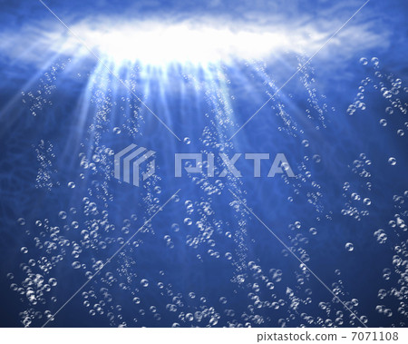 Blue sea underwater with air bubbles Blue sea underwater with air bubbles 7071108