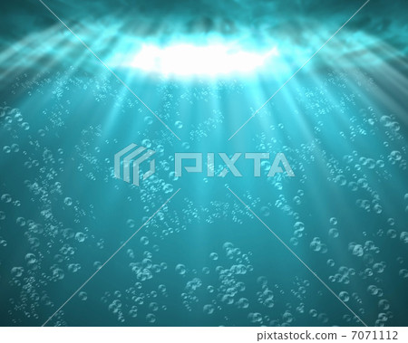 Blue sea underwater with air bubbles Blue sea underwater with air bubbles 7071112