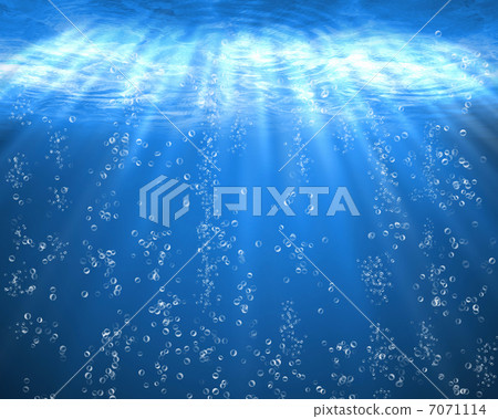 Blue sea underwater with air bubbles Blue sea underwater with air bubbles 7071114