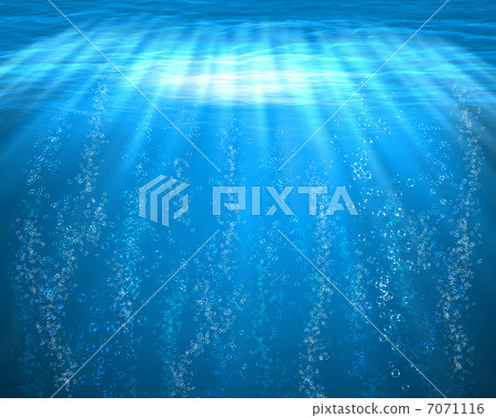 Blue sea underwater with air bubbles Blue sea underwater with air bubbles 7071116
