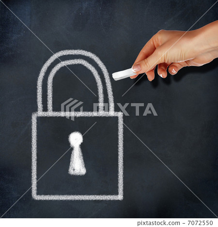 School blackboard and lock symbol 7072550