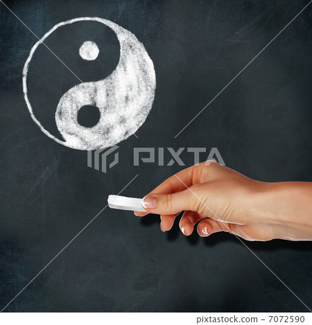 School blackboard and yin-yang symbol 7072590