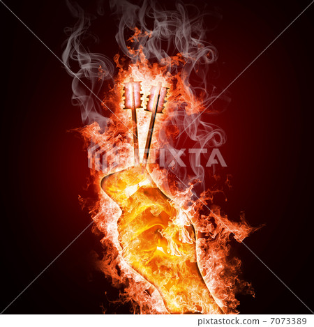 Hands with keys in open fire 7073389