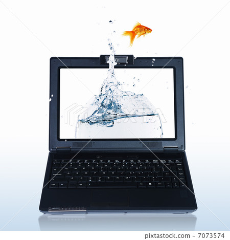 gold fish on notebook screen - Stock Illustration [7073574] - PIXTA