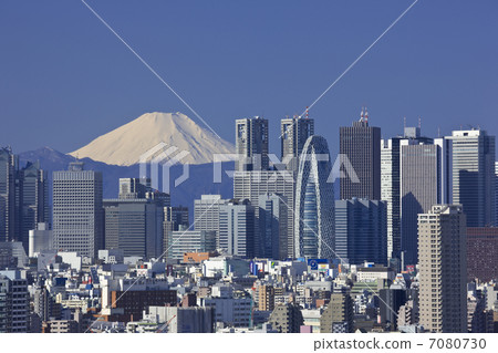 新宿摩天大樓組和富士山 7080730