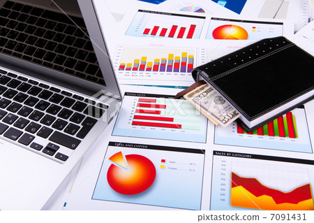 Graphs, charts, business table. 7091431