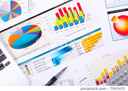 Graphs, charts, business table. 7091455