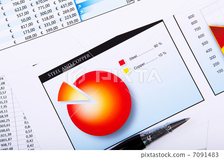 Graphs, charts, business table. 7091483