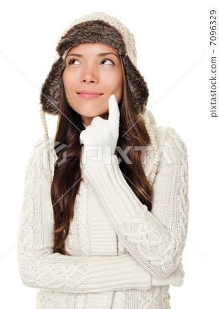 Thinking winter woman isolated 7096329