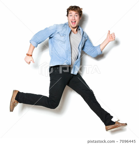 Jumping man happy excited Jumping man happy excited 7096445