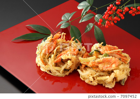 Shrimp Tian prawn fried tempura dumplings delicatessen toppings ingredients New Year Toshi-koshi soba burdock Onion 7097452