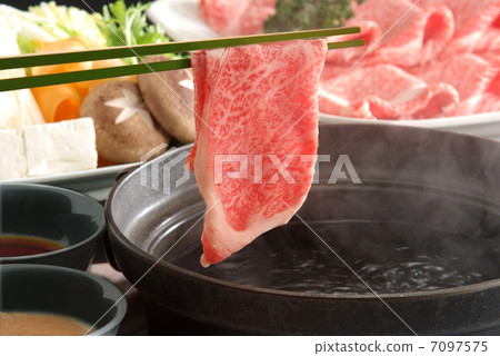 牛肉牛肉冷凍結霜牛涮涮鍋牛肉涮火鍋Nabe菜肴肉類菜餚 7097575