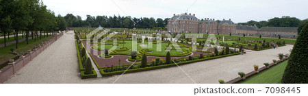 Panoramic view of the garden from Royal palace "Het Loo" (Apeldoorn, the Netherlands) 7098445