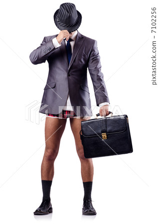 Nude businessman with briefcase on white 7102256