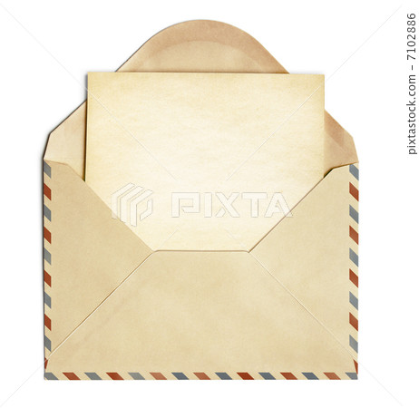 retro envelope with old blank paper sheet isolated on white 7102886