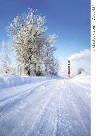 winter day and industrial air pollution 7103424
