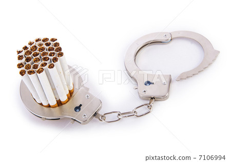 Addition concept with cigarettes and handcuffs 7106994