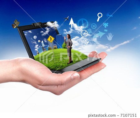 Human hand holding a green landscape Human hand holding a green landscape 7107151