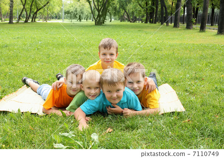 Group of children in the park Group of children in the park 7110749