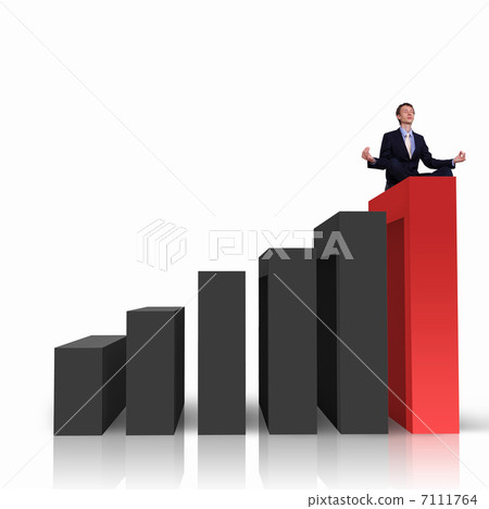 Businessman on Top of financial charts Businessman on Top of financial charts 7111764