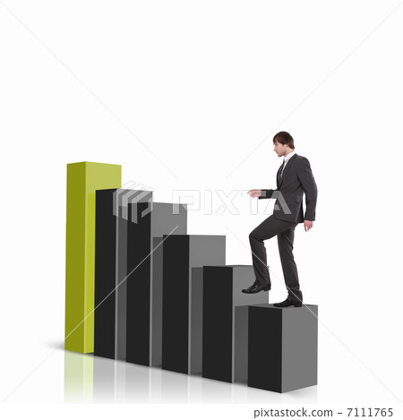 Businessman on Top of financial charts Businessman on Top of financial charts 7111765