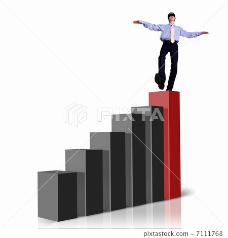 Businessman on Top of financial charts Businessman on Top of financial charts 7111768
