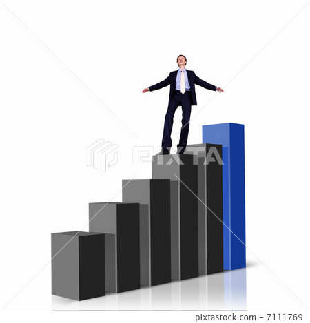 Businessman on Top of financial charts Businessman on Top of financial charts 7111769