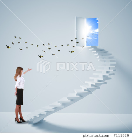 young girl climbs the ladder 7111929