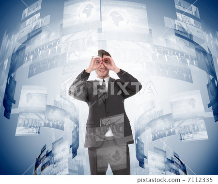 business person and digital screens business person and digital screens 7112335