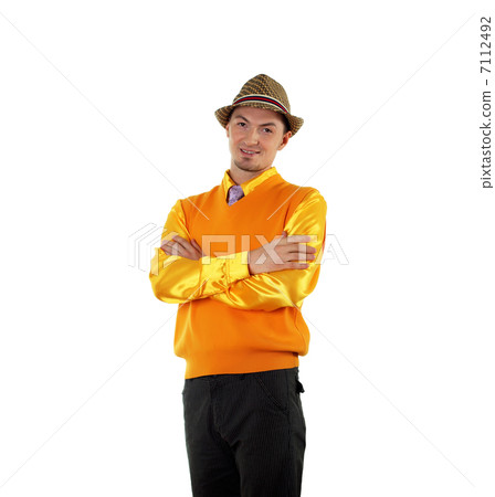 young happy man in bright colour wear 7112492