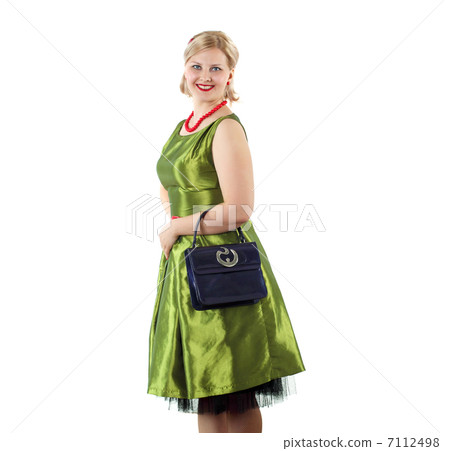 young woman in bright colour dress young woman in bright colour dress 7112498