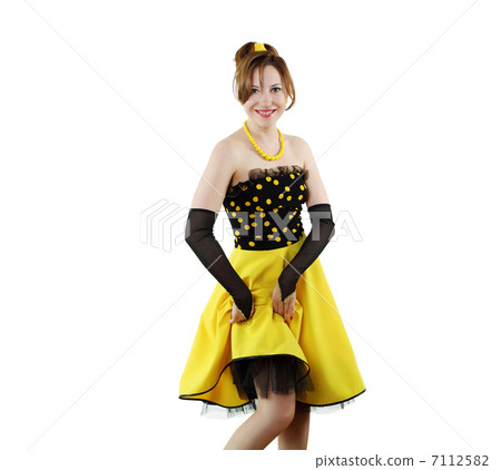 young woman in bright colour dress young woman in bright colour dress 7112582