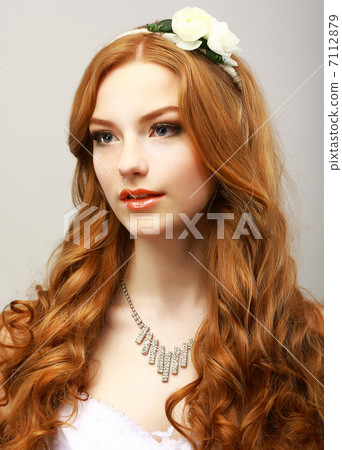 Perfection. Happy Golden Hair Woman with Flower. Femininity & Sensuality Perfection. Happy Golden Hair Woman with Flower. Femininity & Sensuality 7112879