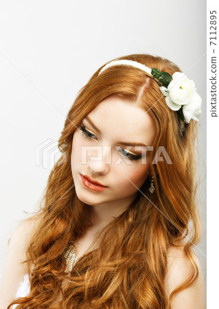 Blameless Beauty. Purebred Fox-Colored Authentic Woman Relaxing. Refinement 7112895
