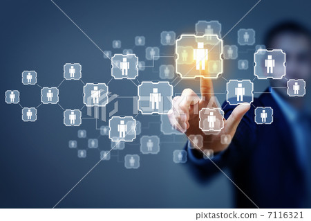 Image of male touching icon of social network 7116321