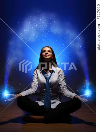 Business woman meditating Business woman meditating 7117060